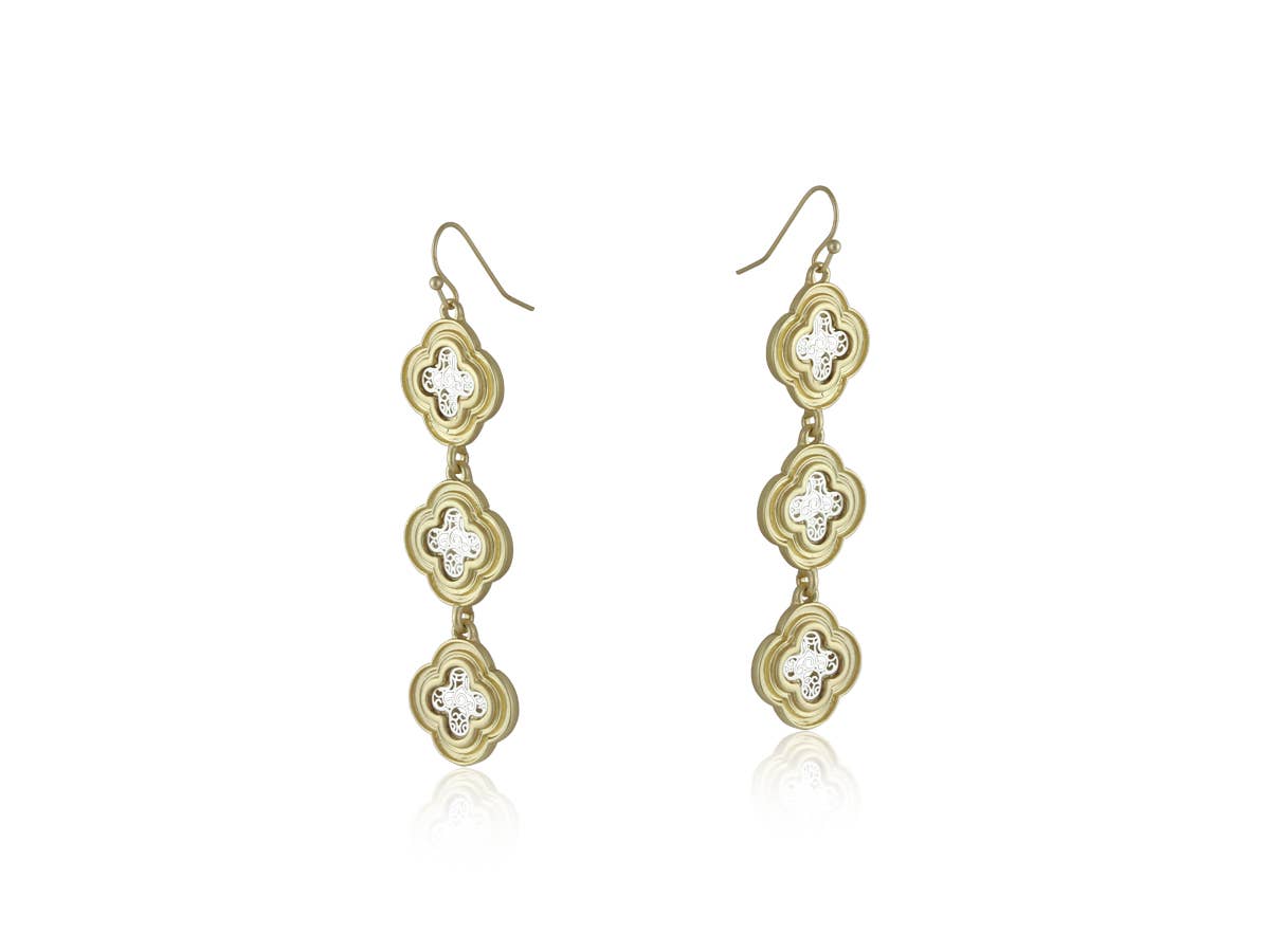 RIMINI CLOVER TWO TONE MATTE EARRINGS