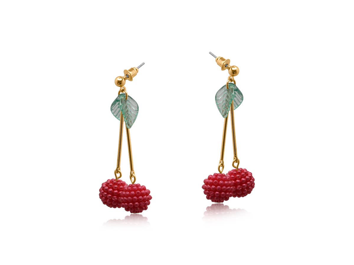 Lilly Beaded Cherry Earrings