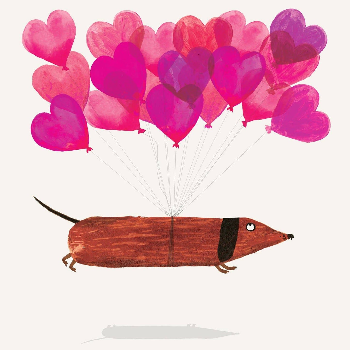Love Sausage Dachshund Dog With Balloons Card