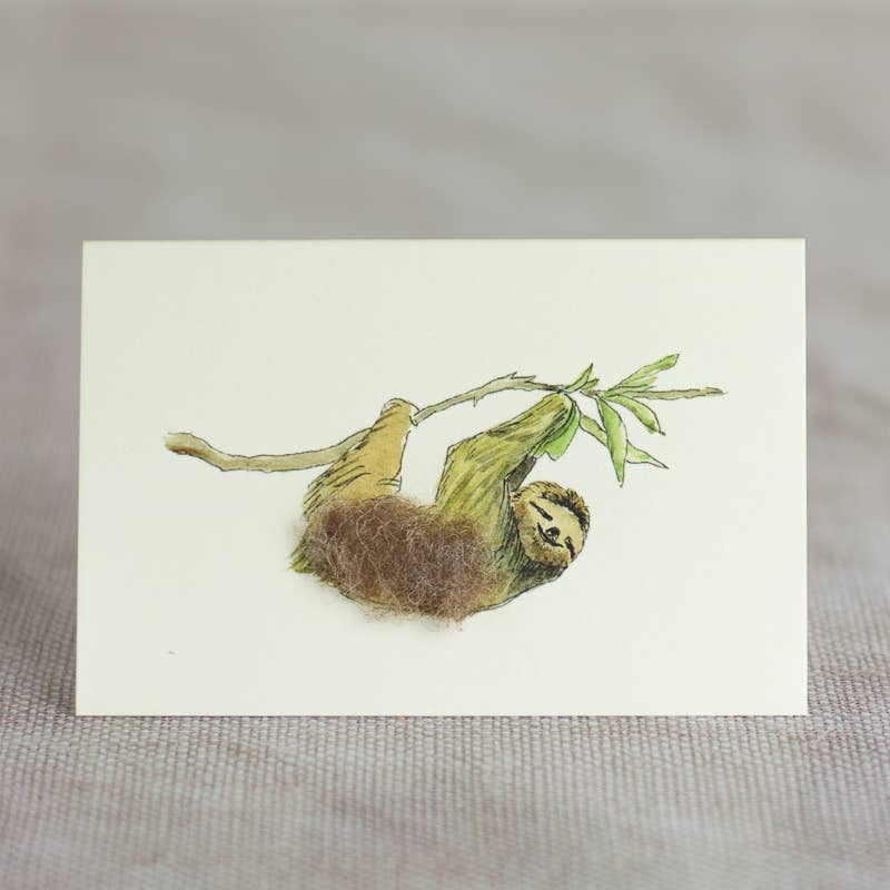 Sloth Mini Card with Wool | 3D Greeting Card | Sloth Card