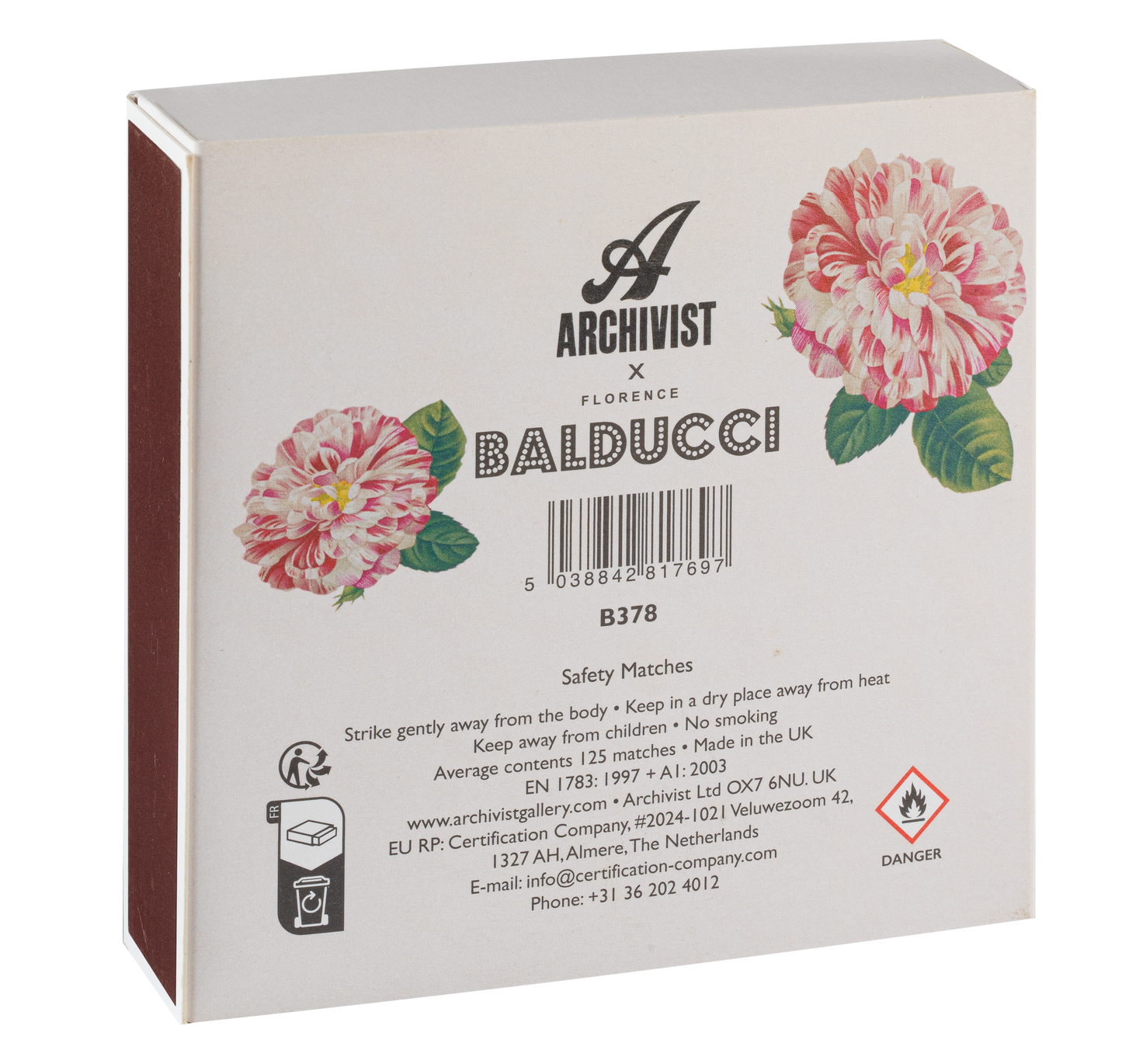 Rose Provin Petunia Matches | Square Matchboxes