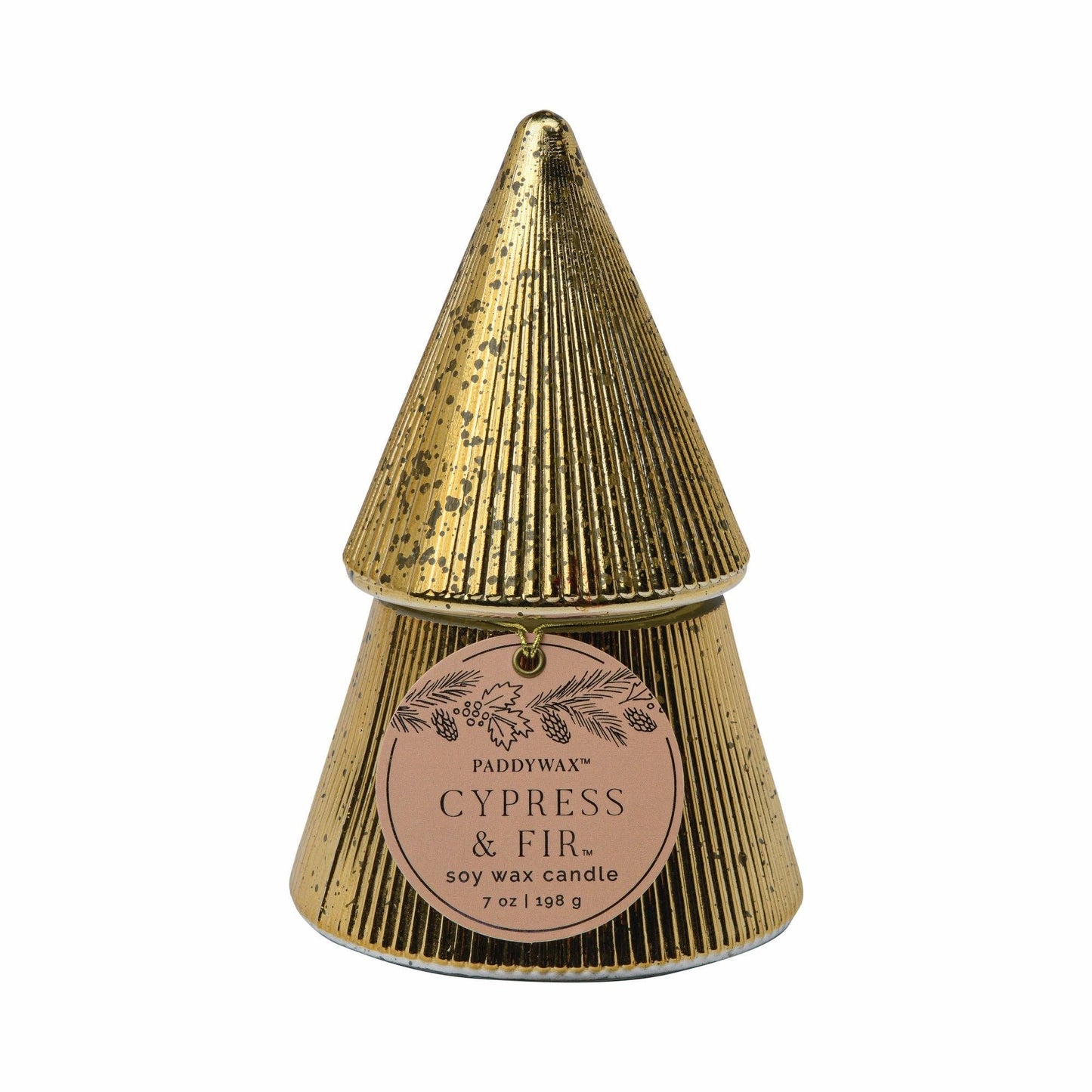 Cypress & Fir Gold Stacked Tree Candle