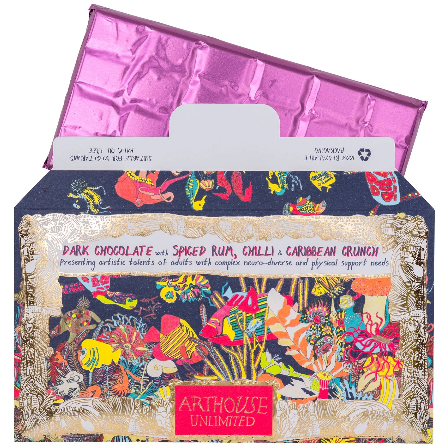 "Angels of The Deep" Dark Chocolate Bar - Spiced Rum, Chilli & Caribbean Crunch