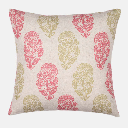 Jodphur Lime & Pink Linen Cushion