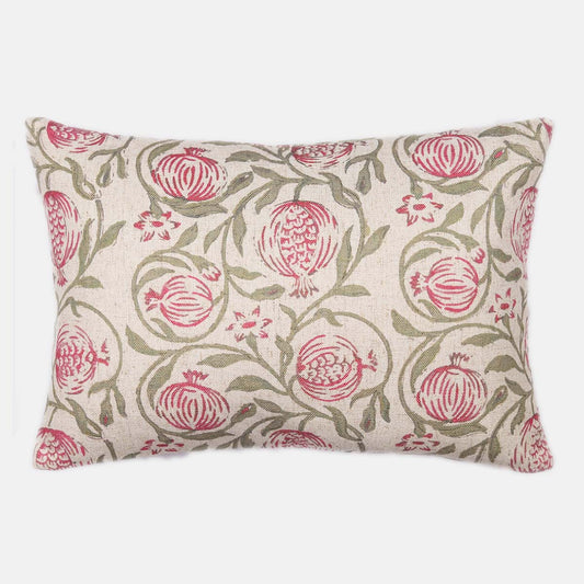 Gilgit Pink & Green Linen Cushion