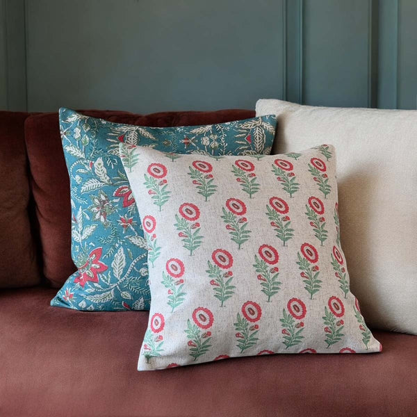 Sunflower Pink Linen Cushion