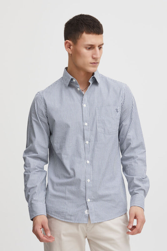 Casual Friday Smart Striped Shirt - Navy