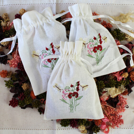 White Butterfly Embroidered Filled Sachet