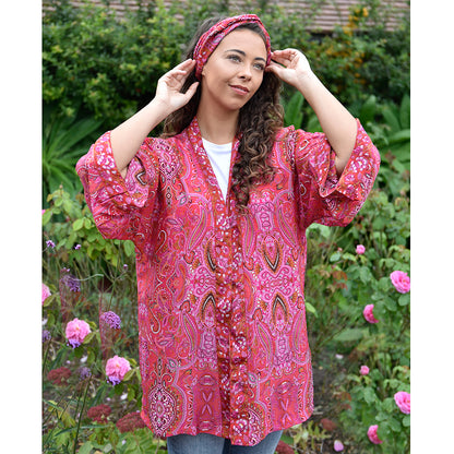 Red & Pink Paisley Summer Jacket