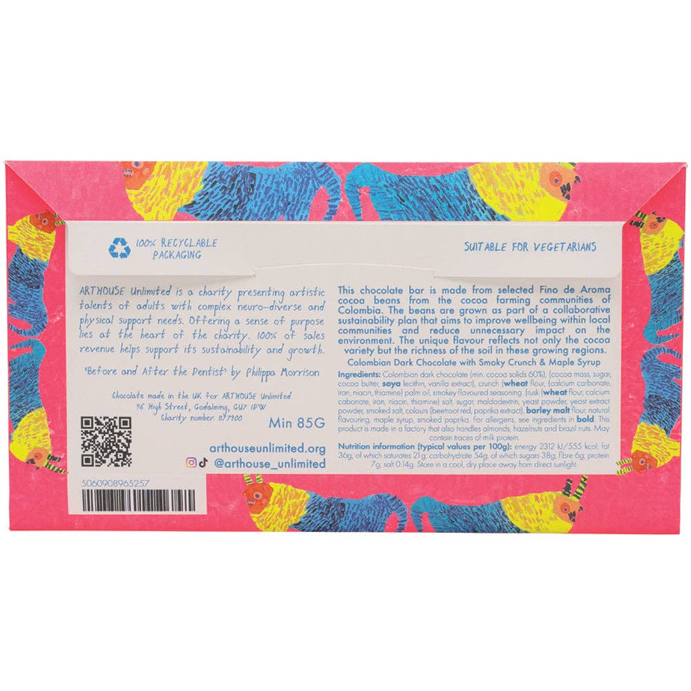 "Before & After the Dentist" Dark Chocolate Bar with Smoky Crunch & Maple Syrup