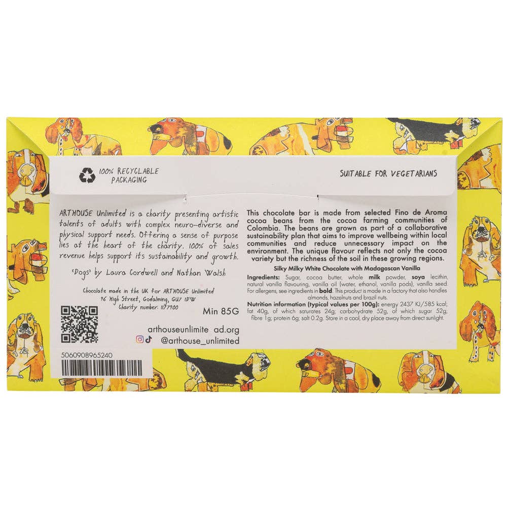 "Dogs" Silky Milky White Bar Chocolate with Madagascan Vanilla