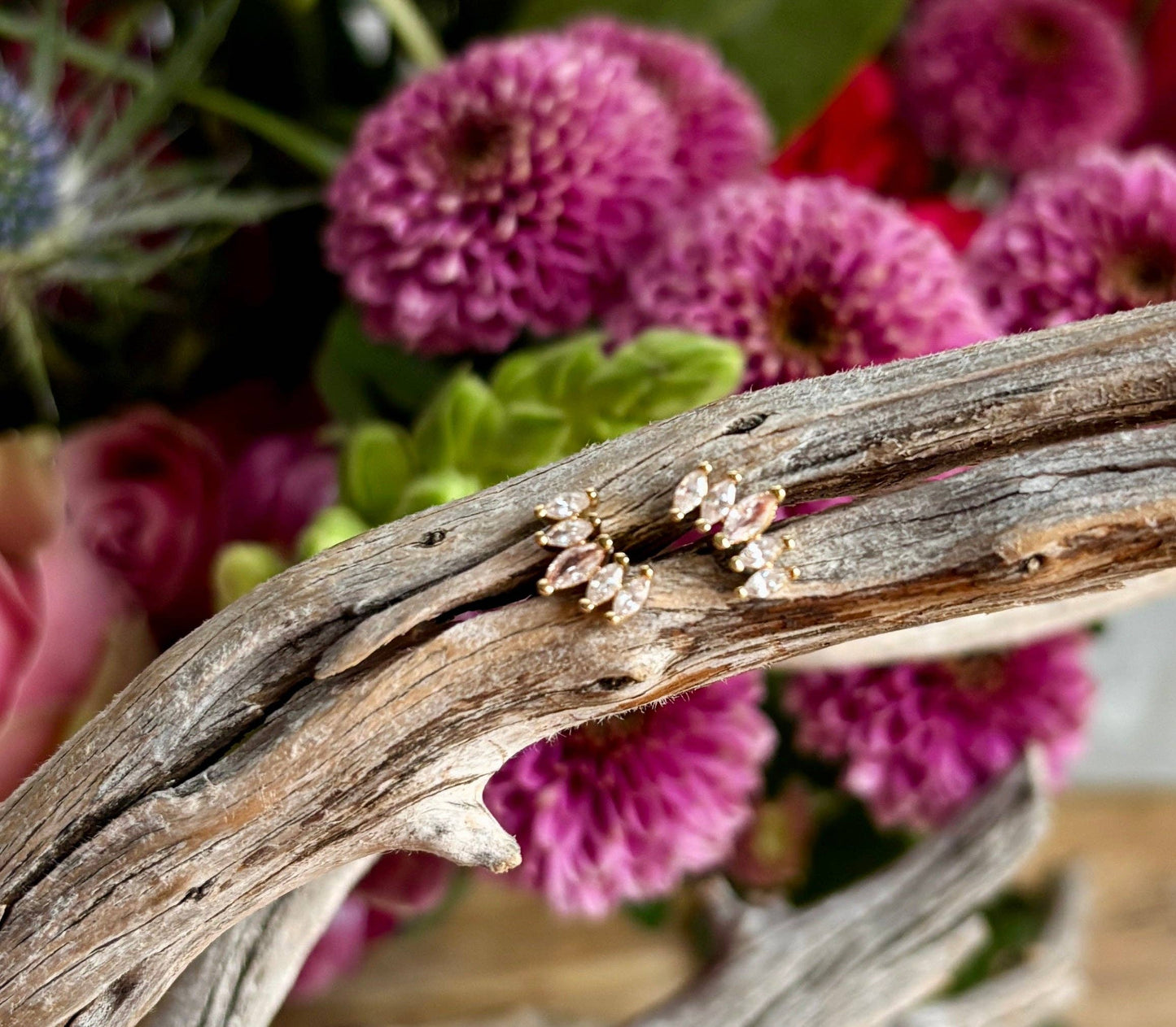 14ct Gold Plated Cubic Zirconia Climber Earrings