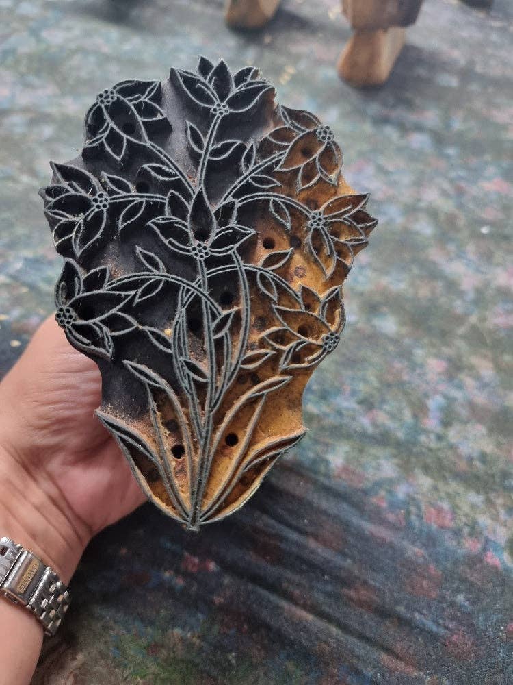 Hand Block Printed Greeting Card - Champaca Saffron