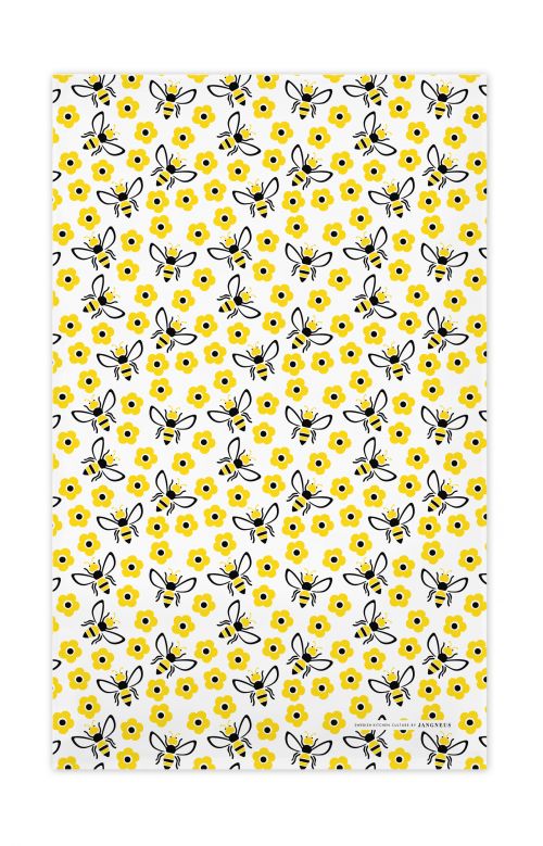 Yellow Bees Tea Towel