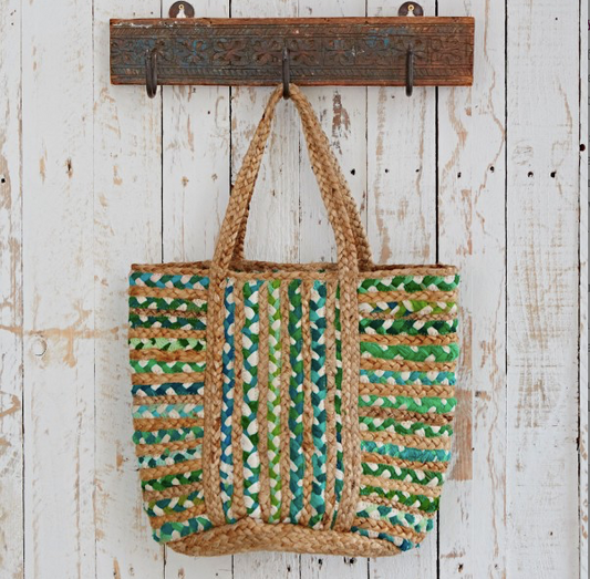 Recycled Cotton Jute Bag- Green Multi