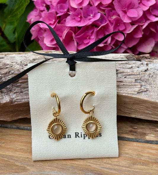 18ct Gold Plated Clear Quartz Huggie Earrings 