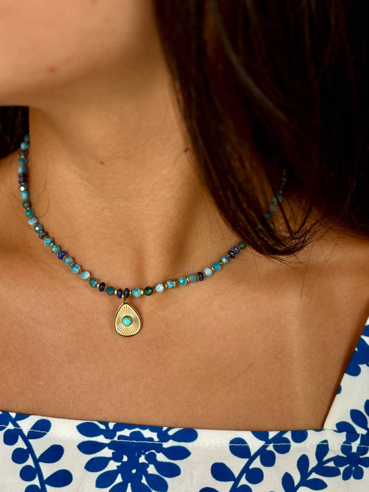 18ct Gold Plated Apatite Beads Necklace   