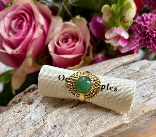 18ct Gold Plated Aventurine Sunflower Ring