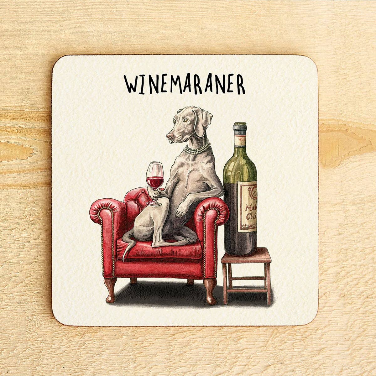 Winemaraner Coaster - Drinks Coaster - Dog Coaster