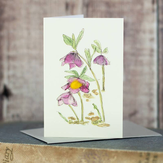 Mini Hellebore card wool finish |3D Greeting Card| Floral