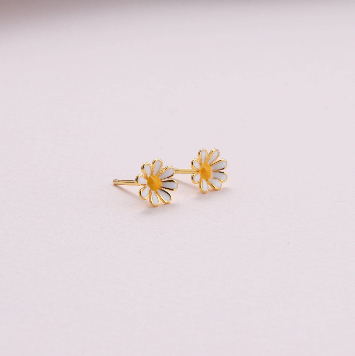 No rain no flowers enamel daisy earrings