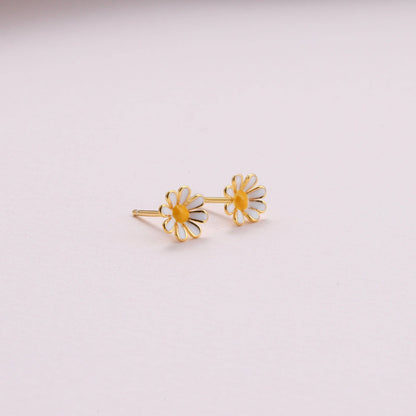 No rain no flowers enamel daisy earrings