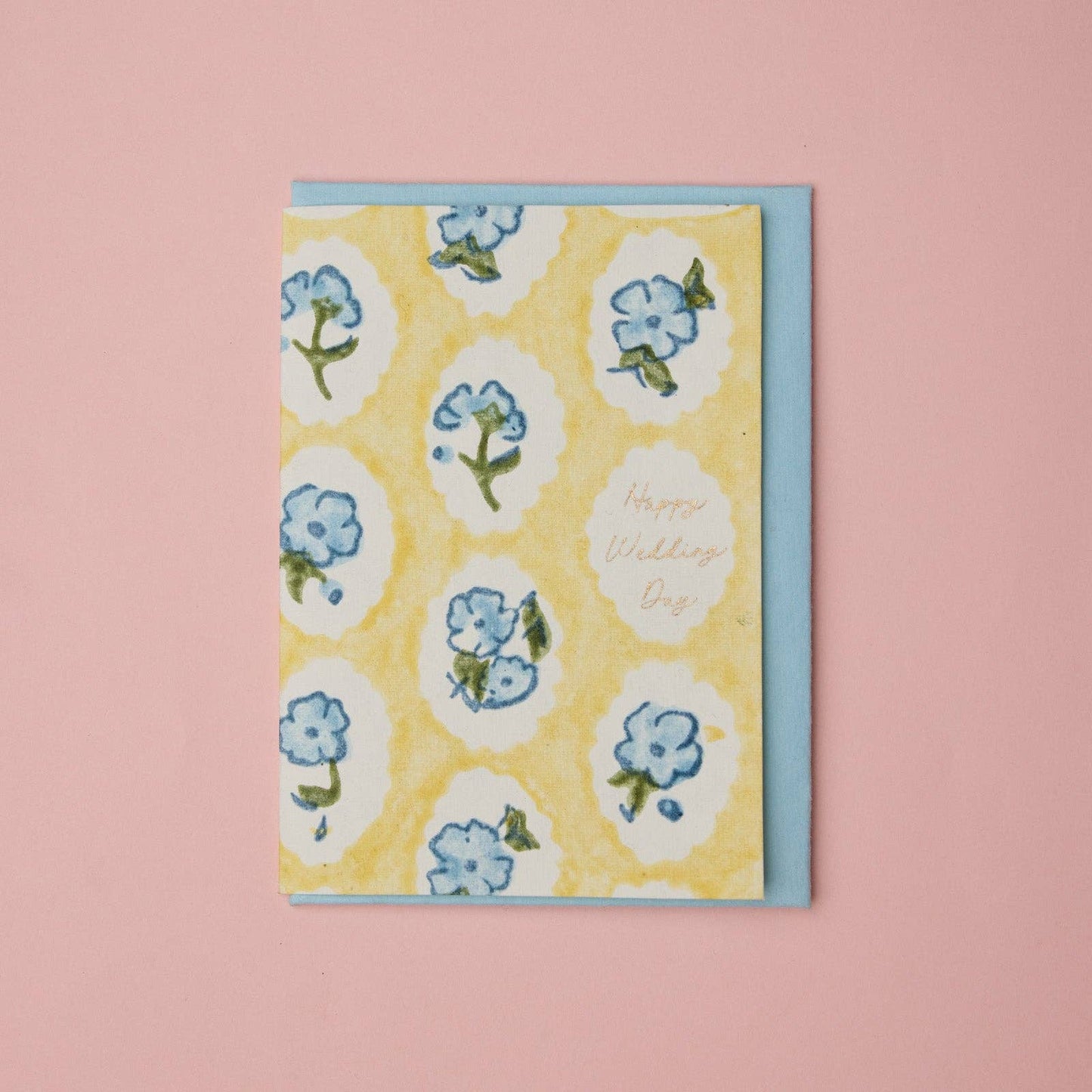 Hand Block Printed Greeting Card - GC Scallop Tiles Alaska Wed