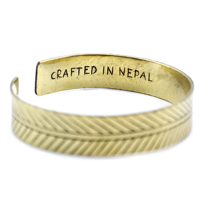 Brass Tibetan Mantra Bracelet - Wide Tribal Leaf