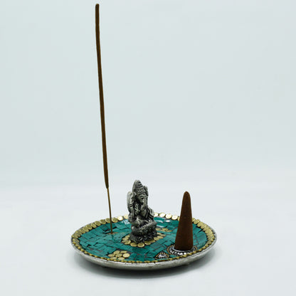 Ganesha Plate Decor - Cone & Incense Holder