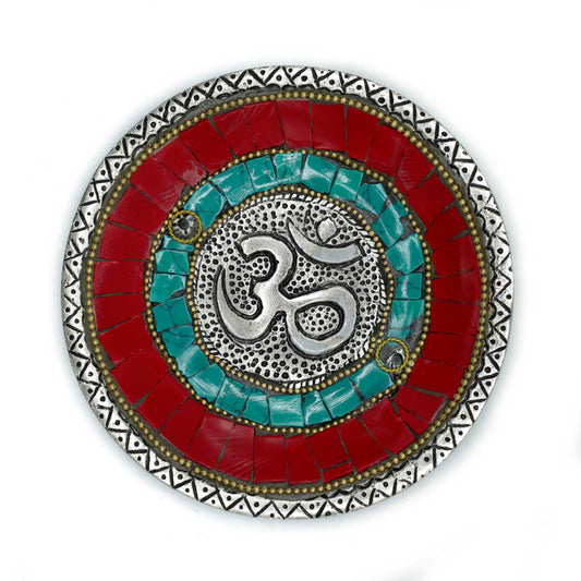 Om Tibetan Plate Decor - Cone & Incense Holder