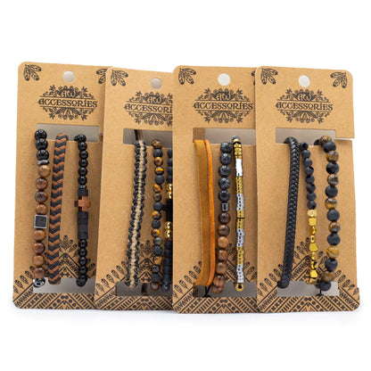 Men's Assorted Bracelets - Black & Tans