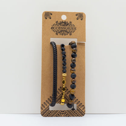 Men's Assorted Bracelets - Black & Tans
