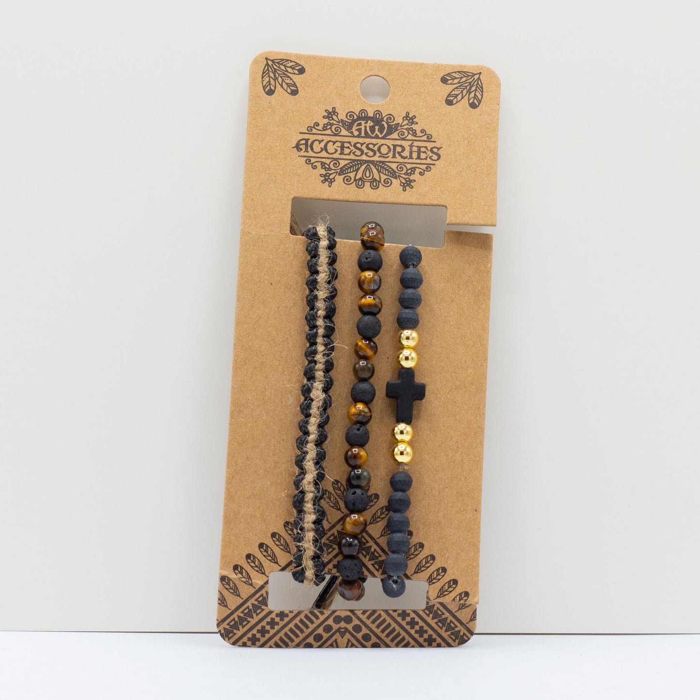 Men's Assorted Bracelets - Black & Tans