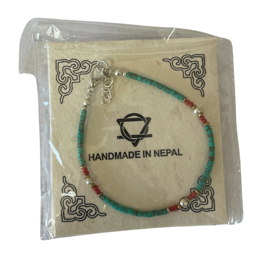 Nepalese Fine Gem Bracelet-  Turquoise & Stone