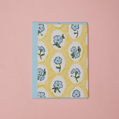 Hand Block Printed Greeting Card - GC Scallop Tiles Alaska HB