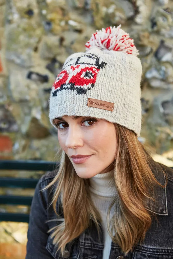 Happy Camper Wool Bobble Beanie