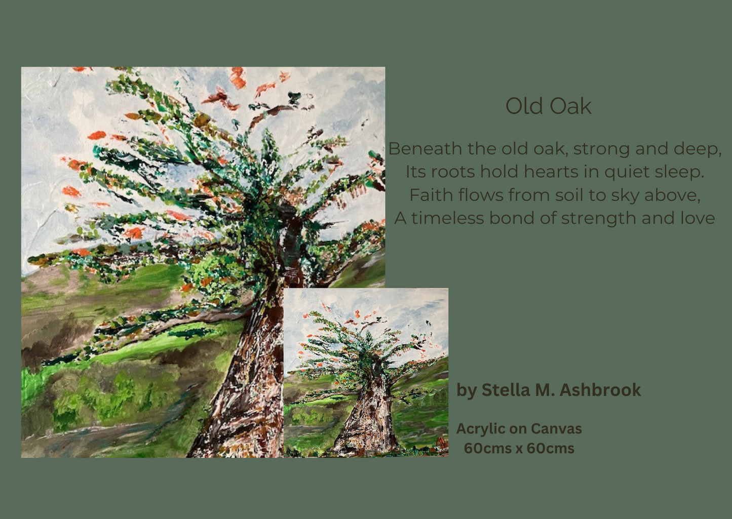 Original Painting "Old Oak", Acrylic on Canvas by Stella M. Ashbrook