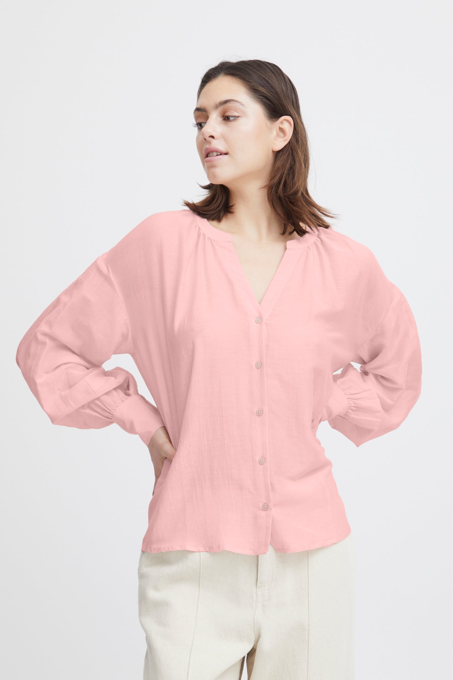 Atelier Rêve Thea Silk Shirt - Silver Pink