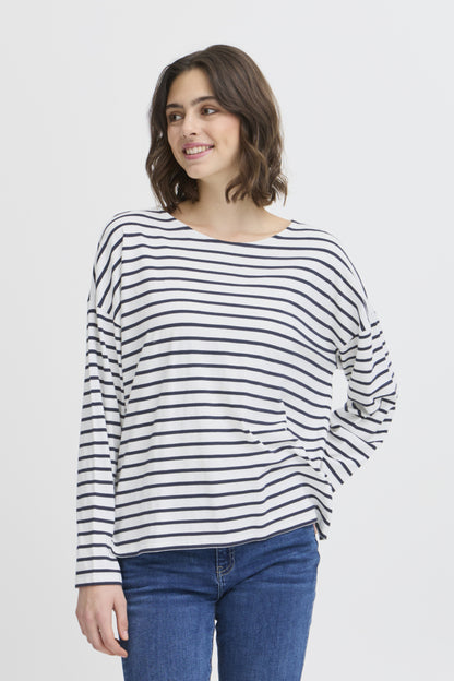 Fransa Siva Stripe Tee