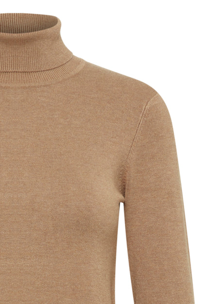 B.young Roll Neck Knit - Sand Melange