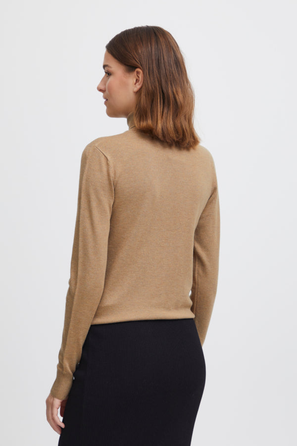 B.young Roll Neck Knit - Sand Melange