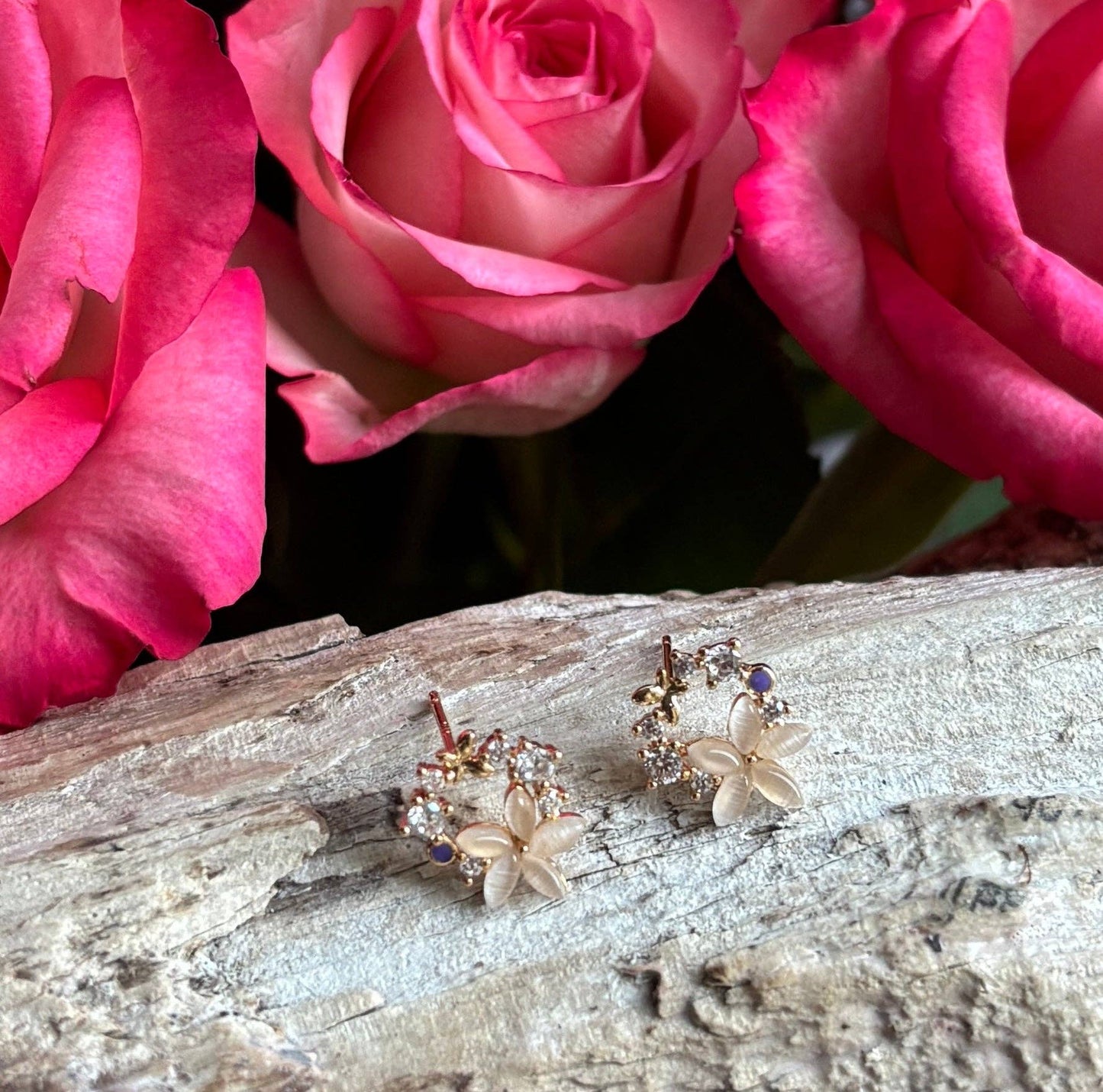 14ct Gold Plated Flower Wreath Earrings