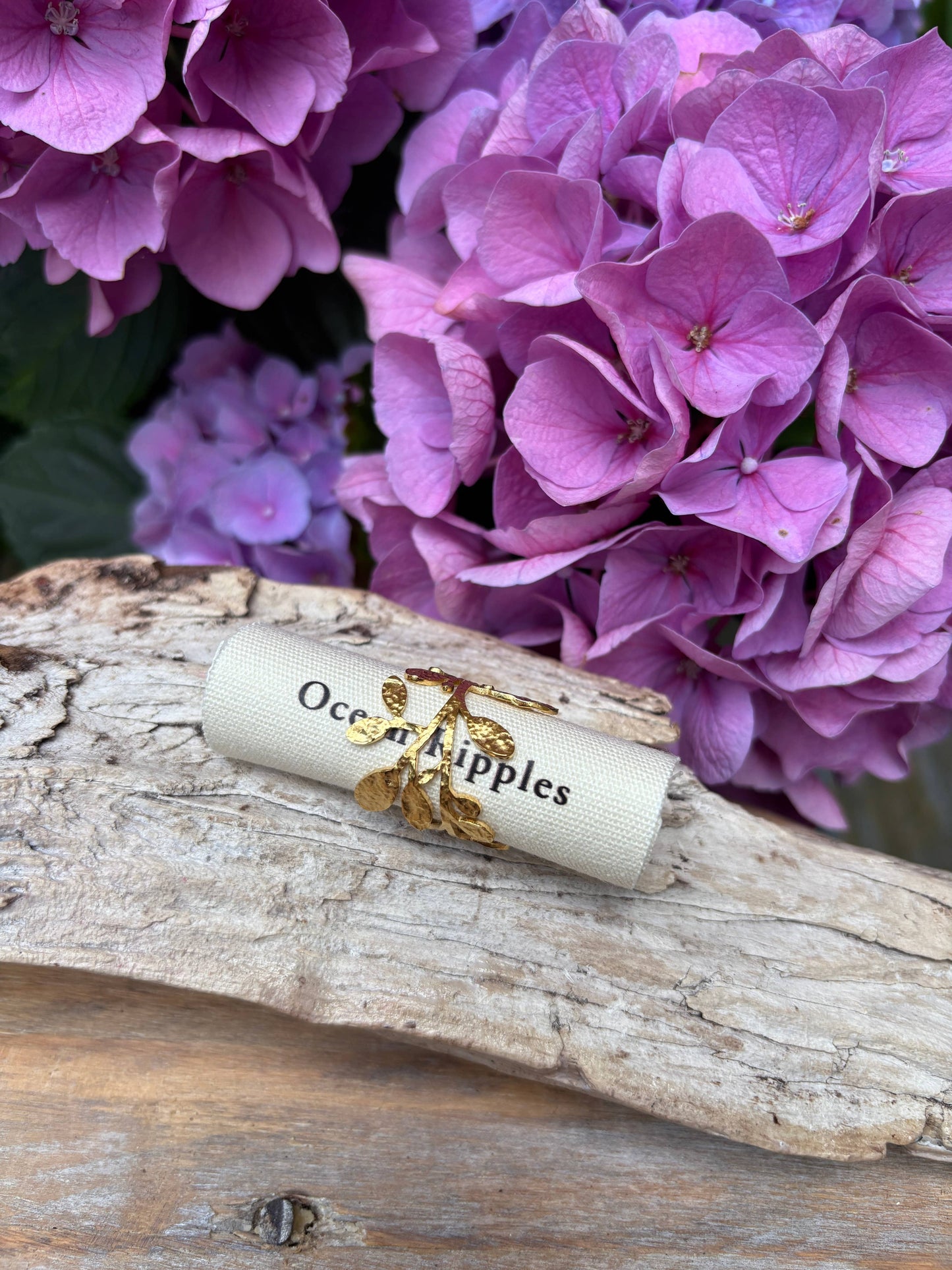 18ct Gold Plated Wrapped Around Leaf Ring