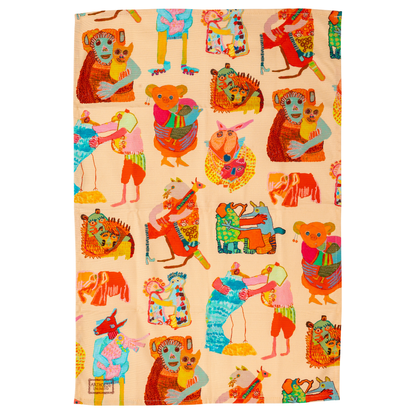 Hugging Animals, 100% Organic Cotton Tea Towel