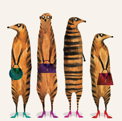 Meerkat Ladies With Handbags and High Heels Card
