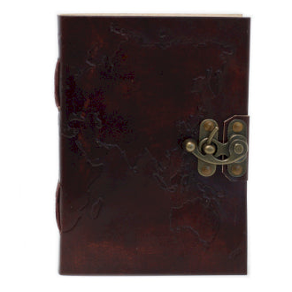 Leather Notebook - World Map