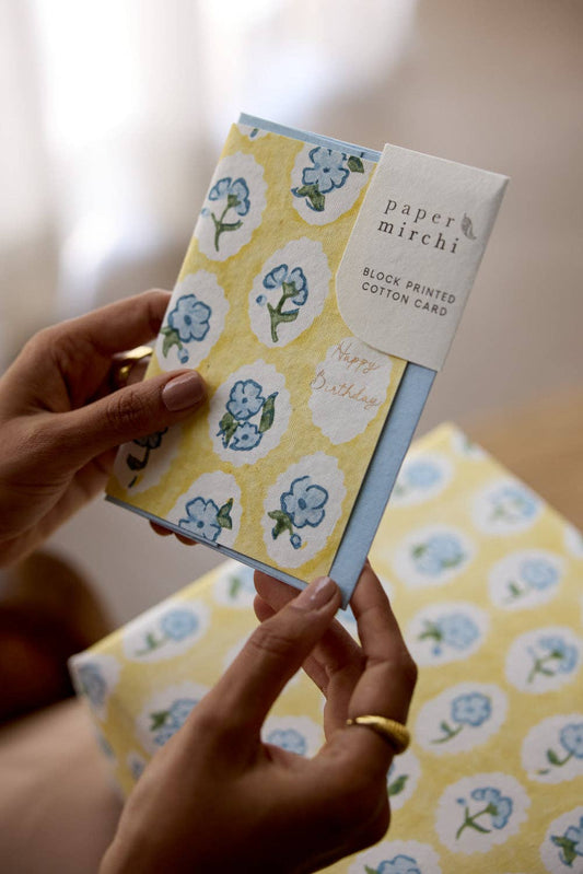 Hand Block Printed Greeting Card - GC Scallop Tiles Alaska HB