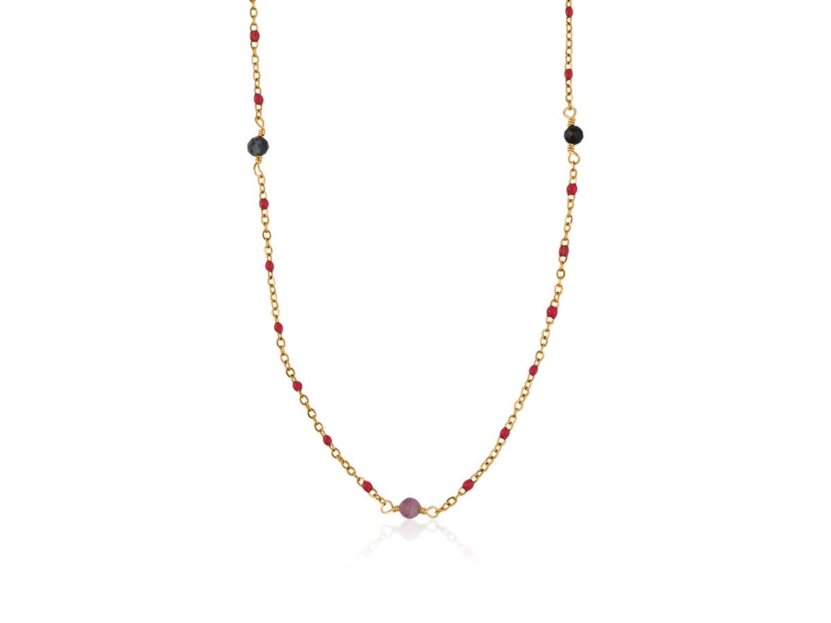 FREYA LONG BEADED DELICATE STAINLESS STEEL NECKLACE