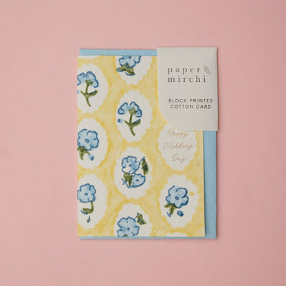 Hand Block Printed Greeting Card - GC Scallop Tiles Alaska Wed