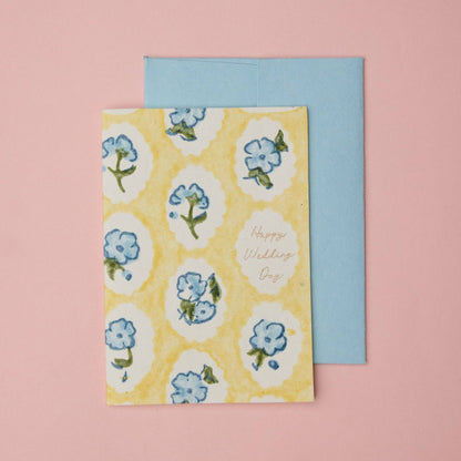 Hand Block Printed Greeting Card - GC Scallop Tiles Alaska Wed